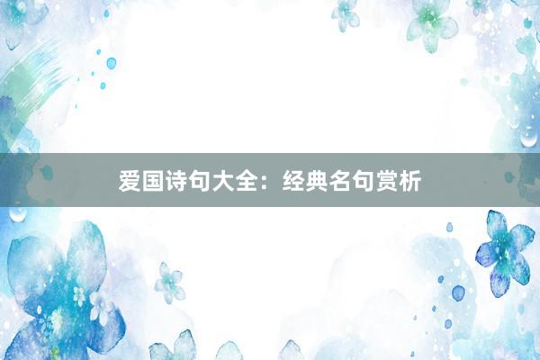爱国诗句大全：经典名句赏析